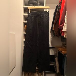 Women’s Wide Leg Black Linen Drawstring Pants SMALL